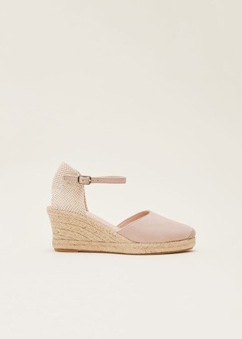 Phase Eight Strap Wedge Espadrille Flats Cream USA | 9825641-EA